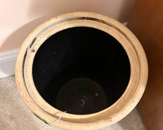B10 - $65. Stenciled 3 Crock. Measures 10.25" wide x 14.25" tall. Minor chipping on handles & base.