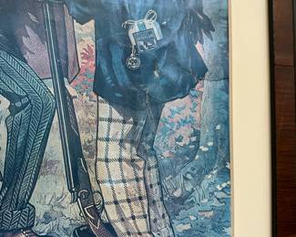L45 - $275. Framed Genuine "Bull" Durham Smoking Tobacco Cardboard Poster. Measures 23" wide x 31" tall. NOT a reproduction (bull has the scrotum). Framed & Matted but you can see the crinkling on the poster before it was framed - definitely thicker than regular paper.