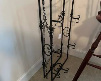 U64 - $175. Antique Wrought Iron Pot Rack. Measures 39.5" x 21" x 9" tall. (Chain makes it adjustable this is just the frame.)