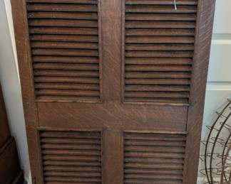 H13 - $50. Antique Wooden Door. Measures 29.5" wide x 1" deep x 57.75" tall.