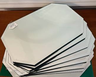 D18- $60. Set of 8 Octagonal Vintage Mirror Placemats. Measuring 18" x 11.75".