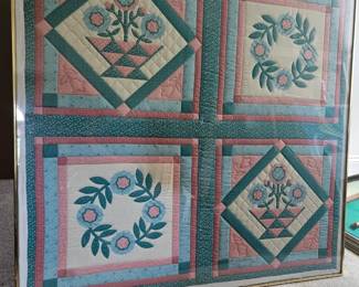 U18 - $30. Framed Quilted Panels. Measures 37" wide x 36" tall.
