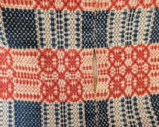 S6 - $30. "Cutter" Coverlet. Measures 64" x 93". Holes are too large to fix - would be better suited for another craft project!