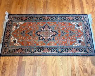 F42 - $125. 100% New Wool. Woven in India. Measures 63" long x 32" wide.