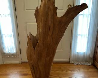 S48 - $300. Freestanding Driftwood Sculpture. Measures 34.5" x 15.5" x 46" tall. Owner used it for plants.