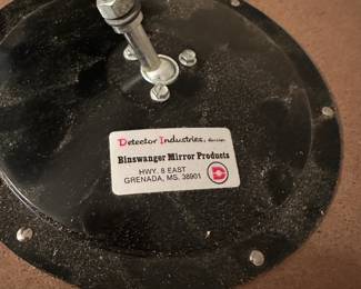 H23 - $95. Vintage Convex Mirror. Detector Industries. Binswanger Mirror Products. Measures 35.75" round.