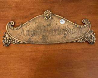 D5- $70. Gate City Novelty Co. "Amount Purchased" Sign from a cash register. Measures 14" wide.
