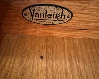 D57- $225. Vanleigh New York, Mahogany Tea-cart with Glass tray. Measures 28" wide x 18.35" deep x 28.25" tall. Handle folds down when not in use.