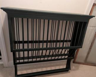 H12 - $275. Primitive Farmhouse Dish Rack. Measures 41.5" wide x 13.75" deep x 43.75" tall.