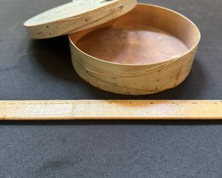 L23 - $95. Antique Wooden Shaker Style Spice Box (does not have inside containers). Original Paint is in great condition. Measures 7.5" wide x 2.5" tall.