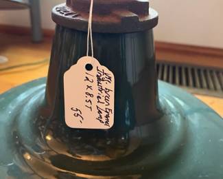 F49 - $55. Vintage Green Enamel Industrial Lamp. 12dx8.5t