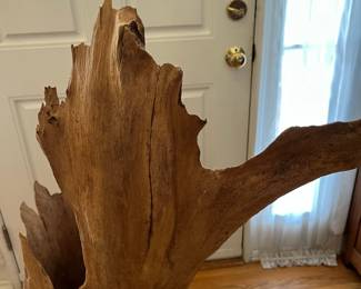 S48 - $300. Freestanding Driftwood Sculpture. Measures 34.5" x 15.5" x 46" tall. Owner used it for plants.