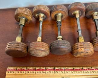 L67 - $120. Set of 6 Antique Wooden Doorknobs (12 knobs total - 6 Pairs)