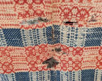 S6 - $30. "Cutter" Coverlet. Measures 64" x 93". Holes are too large to fix - would be better suited for another craft project!