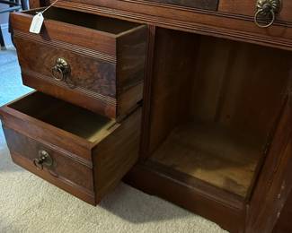 A7 - $150. Antique Marble Top Wash Stand. Measures 31" wide x 17.5" deep x 28" tall. Drawers all slide. Excellent Condition!