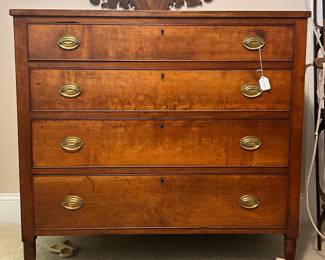 C16 - $450. Cherry 4 Drawer Antique Dresser. Measures 40.25" wide x 20.75" deep x 37" tall. All drawers slide. In very good antique condition!