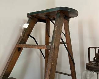 F1 - $35. Vintage Decorative Step Ladder. Measures 14" wide x 21" deep x 23.5" tall