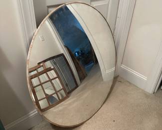 H23 - $95. Vintage Convex Mirror. Detector Industries. Binswanger Mirror Products. Measures 35.75" round.