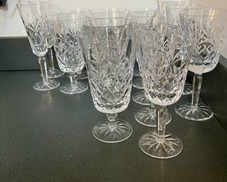 D42- $80. 16 pc. Set of Lenox Crystal Charleston glassware. Measure 6.75-8" tall.