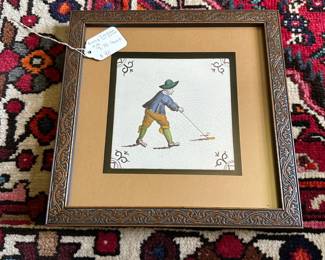 U28 - $30. Italian/ Dutch Tile. Measures 9.75" square