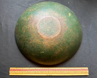 L40 - $175. Antique Dough Bowl in Original Green Paint. Measures 11" wide x 10.5" deep x 3.5" tall. No cracks / issues noted!