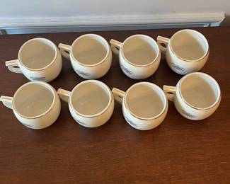D33- $85. Vintage 1950s Old Crow Whiskey Punch Bowl (13" wide) with Ladle + 8 mugs.