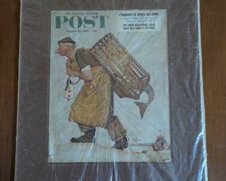 U61 - $20. Norman Rockwell Evening Post "Mermaid Fisherman". Measures 16" wide x 20" Tall.