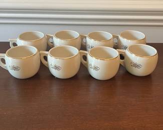 D33- $85. Vintage 1950s Old Crow Whiskey Punch Bowl (13" wide) with Ladle + 8 mugs.
