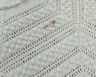S7 - $65. Bed Spread. Measures 70" x 85". Minor staining that may come out with treatment!
