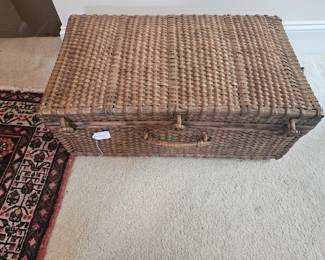 U9 - $40. Wicker Suitcase. Measures 27.5" wide x 16" deep x 10" tall.