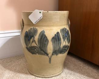 B17 - $85. Pottery Crock. Measures 7.25" across x 10.25" tall.