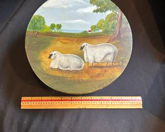 L19 - $95. Billie Henninger Signed Painted Shaker Box. Measures 8.5" wide x 4.5" tall.
