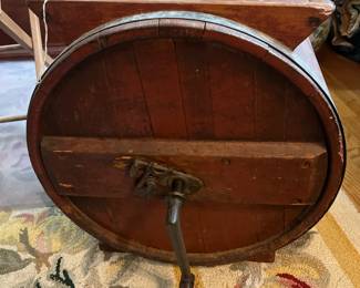 S38 - $55. Hand Crank Butter Churn. Measures 16.5" x 13.5" x 19" tall.