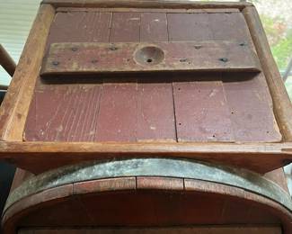 S38 - $55. Hand Crank Butter Churn. Measures 16.5" x 13.5" x 19" tall.