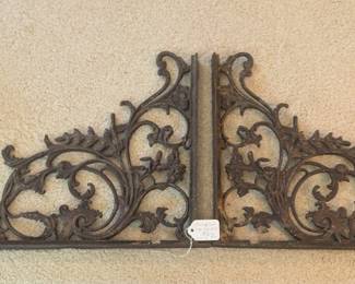 U56 - $50 PAIR. Vintage Cast Iron Corbels. Measures 16" wide x 12" tall