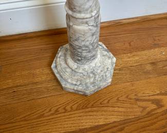 L48 - $400. Marble Column / Pedestal. Measures 7.5" wide x 37.5" tall. Top does lift off. Very MINOR chips on the top piece - nothing wrong noted on the rest.