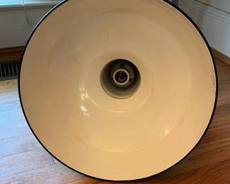 F48 - $80. Vintage Green Enamel Industrial Lamp. 14dx9t Benjamin?