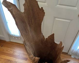 S48 - $300. Freestanding Driftwood Sculpture. Measures 34.5" x 15.5" x 46" tall. Owner used it for plants.