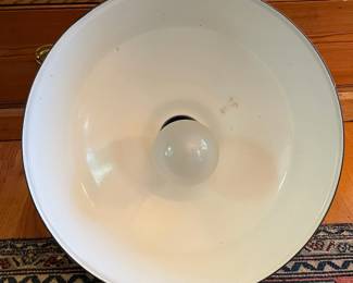 F52- $100. Vintage Green Enamel Industrial Lamp. 19dx13t