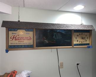 Hamm's Scene-O-Rama Waterfall beer-bar sign, with Clock