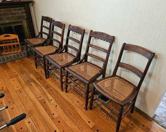 Antique cane bottom chair set