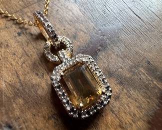 Sterling Silver Necklace with Sterling Silver Citrine Pendant