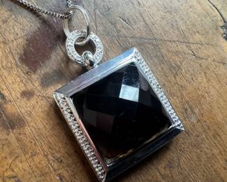 Sterling Silver with Cushion Cut Topaz Sterling Silver Pendant