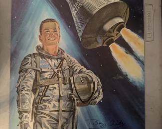 Astronaut Illustration Autographed by Buzz Aldrin 