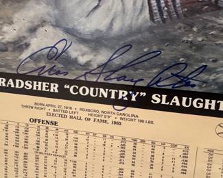 Enos Bradsher "Country" Slaughter Stat Poster Autographed by Enos Slaughter with COA