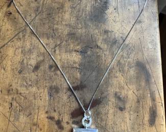 Sterling Silver with Cushion Cut Topaz Sterling Silver Pendant