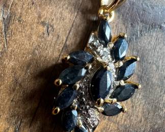 Sterling Silver Necklace with Sterling Silver Blue Sapphire Pendant