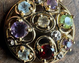 Sterling Silver Necklace with Mixed Precious Stone Sterling Silver Pendant