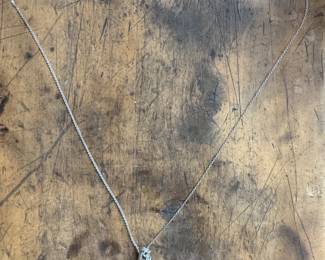 Sterling Silver Necklace with Dangle Pearl Sterling Silver Pendant