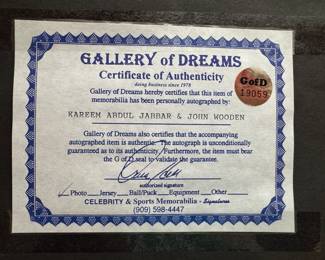 Framed Photgraph "UCLA's the Student & the Teacher" Autographed by Kareem Abdul Jabbar & Coach John Wooden (Gallery of Dreams COA)